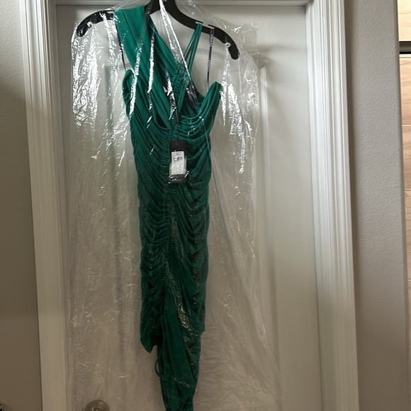 NWT Zac Posen One-Shoulder Matte Jersey Drawcord Dress - Picture 8 of 8